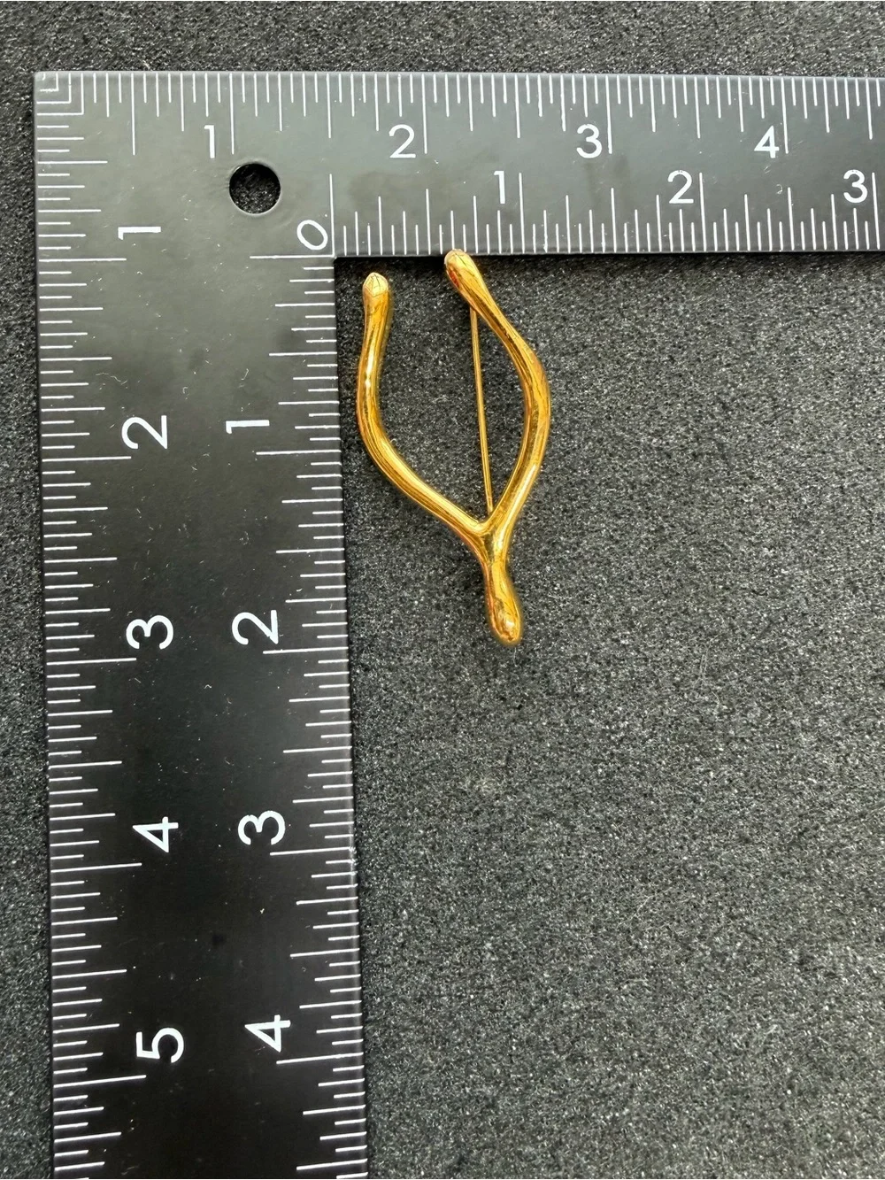 Vintage Monet Gold Tone Lucky Wishbone Brooch